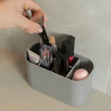 Organizador Pincel Maquiagem Divisórias Banheiro Organização Cor Bege Foto mini 3