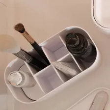 Organizador Pincel Maquiagem Divisórias Banheiro Organização Cor Bege Foto mini 2
