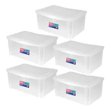 Organizador Plástico 65l Tampa Transparente Ordene Kit 5 Cor Cristal Foto mini 1