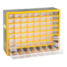 Organizador Plástico Com 64 Gavetas Opv 310 Vonder Cor Preto/amarelo Com Bandejas Transparentes Foto mini 1
