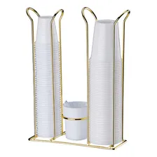 Organizador Porta Copos Descartaveis + Porta Mexedor Dourado Foto mini 1