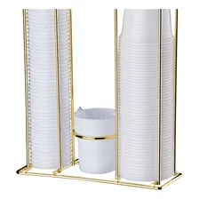 Organizador Porta Copos Descartaveis + Porta Mexedor Dourado Foto mini 2