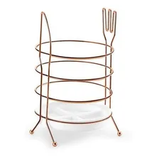 Organizador Suporte Porta Talheres Garfo Faca Rose Gold Foto mini 1
