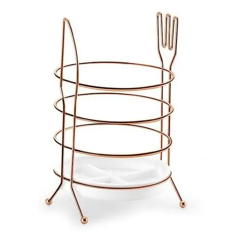 Organizador Suporte Porta Talheres Garfo Faca Rose Gold Foto 1