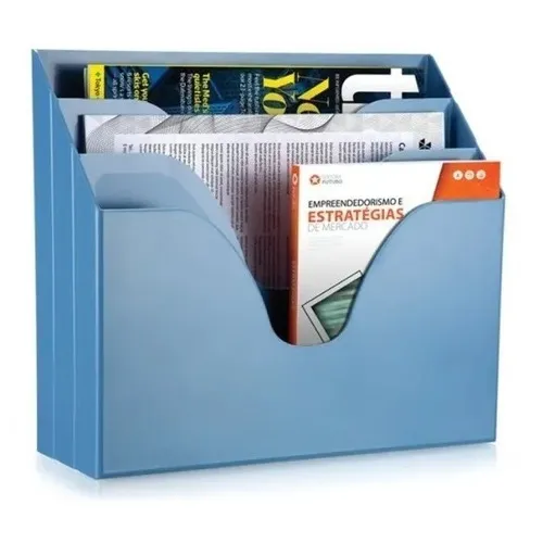 Organizador Triplo Office Azul Pastel Waleu Foto 1