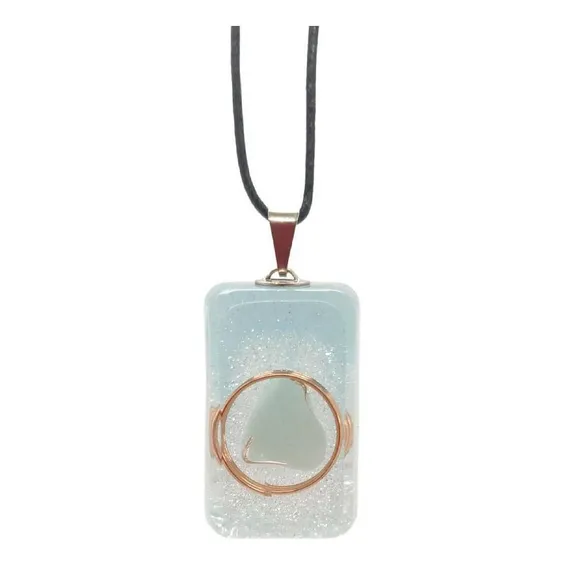 Orgonite Colar Reto Água Marinha - Meditação Foto 1