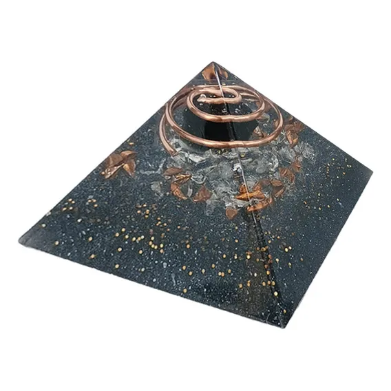 Orgonite Pirâmide 4cm Turmalina Negra E Cristal Proteção Foto 1