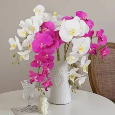OrquÃdea Arranjo Artificial Flor Toque Real Haste 7 Flores Cor Rosa Pink Foto mini 3