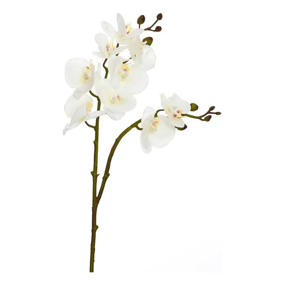 Orquídea Artificial Branca 2 Galhos X9 Toque Real 68cm Foto 1