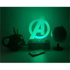 Os Vingadores, Avengers, Luminária Led 3d, 16 Cores+controle Cúpula 16 Cores Estrutura Preto Foto mini  2