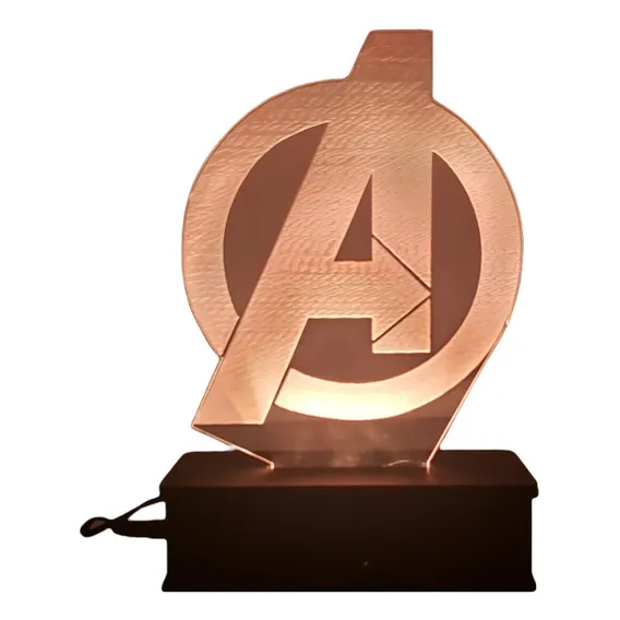 Os Vingadores, Avengers, Luminária Led 3d, 16 Cores+controle Cúpula 16 Cores Estrutura Preto Foto 1
