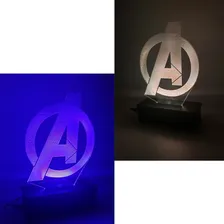 Os Vingadores, Avengers, Luminária Led 3d, 16 Cores+controle Cúpula 16 Cores Estrutura Preto Foto mini  3