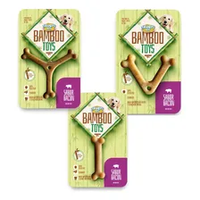 Osso Bambu Toys P/ Cachorro Pequeno Sabor Bacon - 3un Cor Marrom Foto  mini 1