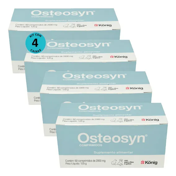 Osteosyn 2000mg P/ Cães Grandes C/ 60 Comprimidos Kit C/ 4 Foto 1
