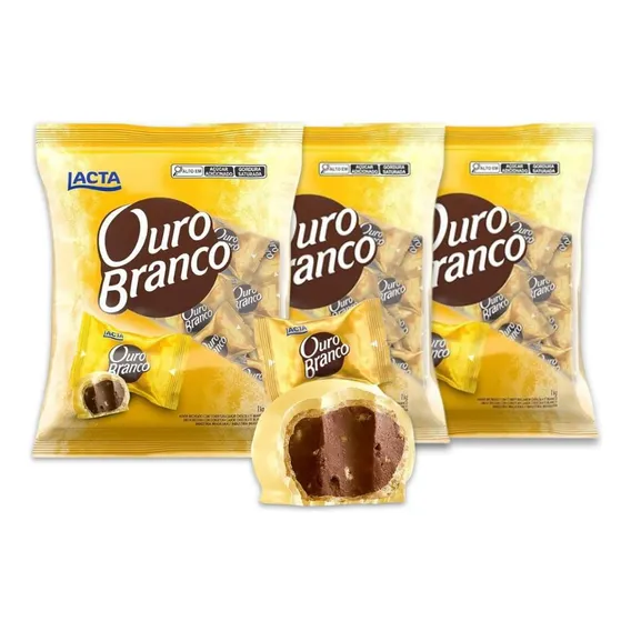 Ouro Branco Lacta 3 Pacotes De Bombom De 1kg Foto 1
