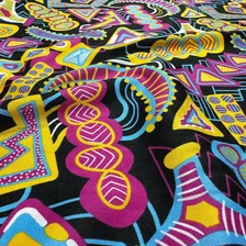Oxford Estampado Romero Britto 100% Poliester 1,40x2,50m Cor Preto Desenho Do Tecido Tribal Africano Foto mini 4