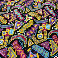 Oxford Estampado Romero Britto 100% Poliester 1,40x2,50m Cor Preto Desenho Do Tecido Tribal Africano Foto mini 3