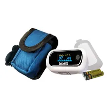 Oxímetro de Pulso Digital Preto para Dedo Medidor de Saturação, Batimentos Cardíacos e Oxigênio com Alarme Portátil com Capa Dellamed Foto mini 1
