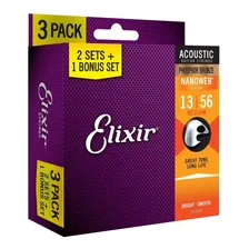 Pack 3 Encordoamento Elixir Violão Aço 013 Phosphor Bronze Foto  mini 1