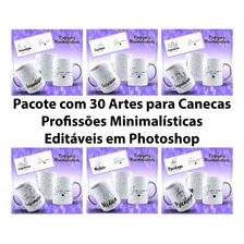 Pack 30 Artes Para Canecas De Profissões Femininas Editáveis Foto mini 2
