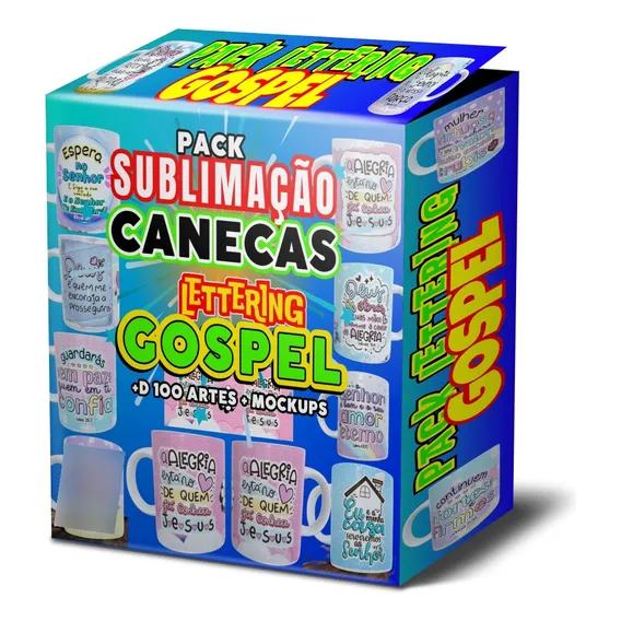 Pack Arte Canecas Gospel Lettering Sublimação + De 100 Artes Foto 1