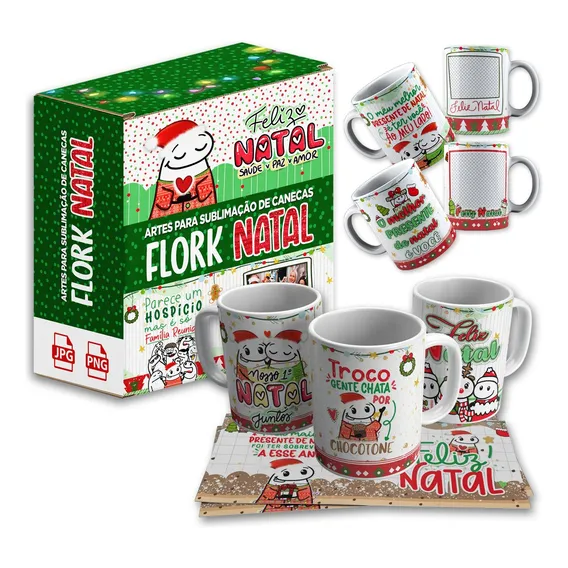 Pack De Artes Flork Natal Para Canecas + Kit Digital Foto 1