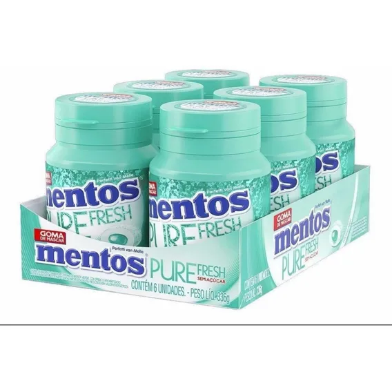 Pack Goma de Mascar Mentos Pure Fresh Zero Açúcar Pote 6 Unidades Foto 1