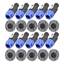 Pacote 10 Plugs Conectores Speakon Macho Fêmea Profissional Foto  mini 1