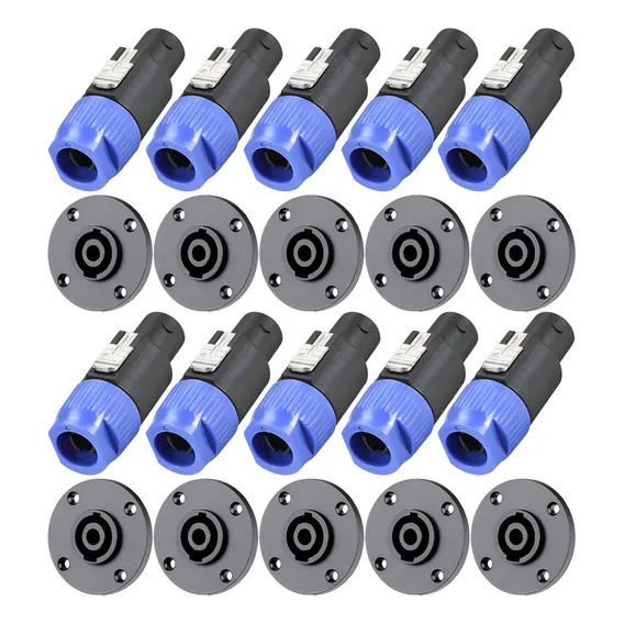 Pacote 10 Plugs Conectores Speakon Macho Fêmea Profissional Foto 1