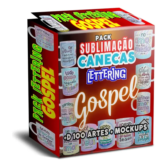 Pacote +100 Arquivos Para Canecas Gospel, Artes, Mockups Foto 1