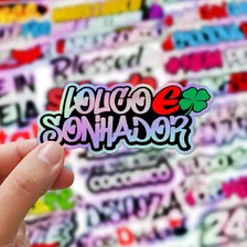 Pacote 50 Adesivos Holográficos Frases Variadas Sticker Moto Foto mini 3