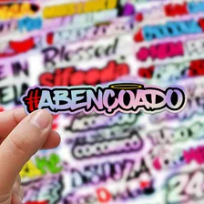 Pacote 50 Adesivos Holográficos Frases Variadas Sticker Moto Foto mini 2