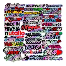 Pacote 50 Adesivos Holográficos Frases Variadas Sticker Moto Foto mini 1