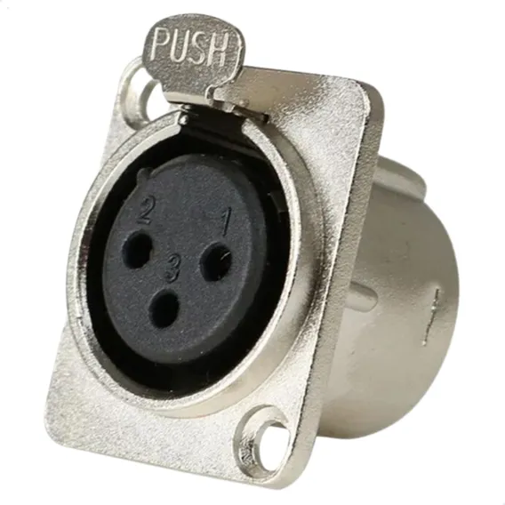 Pacote C/50 Unidades Plug Painel Xlr Femea Datalink Xlr(f) Cor Preto/prata Foto 1