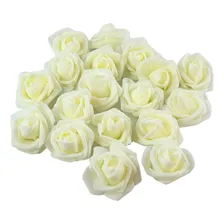 Pacote C/100 Rosas De Eva Sem Cabo Flutuantes Arranjo Flores Cor Creme Foto  mini 1