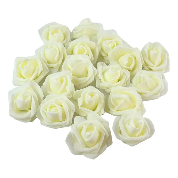 Pacote C/100 Rosas De Eva Sem Cabo Flutuantes Arranjo Flores Cor Creme Foto 1