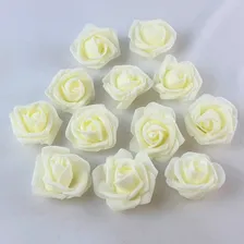 Pacote C/100 Rosas De Eva Sem Cabo Flutuantes Arranjo Flores Cor Creme Foto mini 4