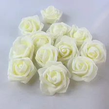 Pacote C/100 Rosas De Eva Sem Cabo Flutuantes Arranjo Flores Cor Creme Foto mini  3