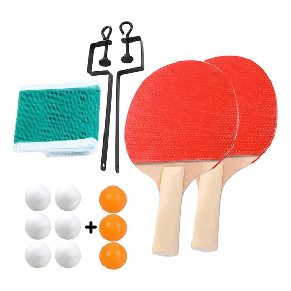 Pacote de 2 raquetes de ping pong Racket Pro 2 Raquete Pro + 9 bolinhas preta/vermelha AN (Anatômico) Foto 1