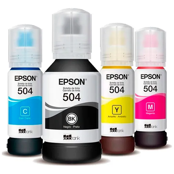 Pacote de 4 tintas Epson | Tinta de 4 cores T504 L4150 L6191 L4160 L6161 Foto 1