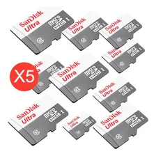 Pacote de 5 cartões Sandisk Microsd 64gb Classe 10 Foto mini 1