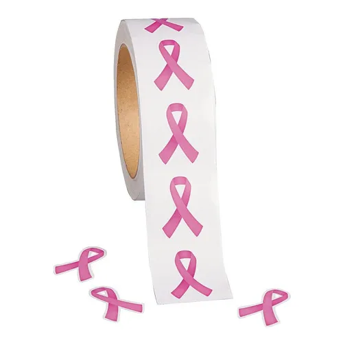 Pacote de 500 adesivos de fita rosa para criar conciência Foto 1