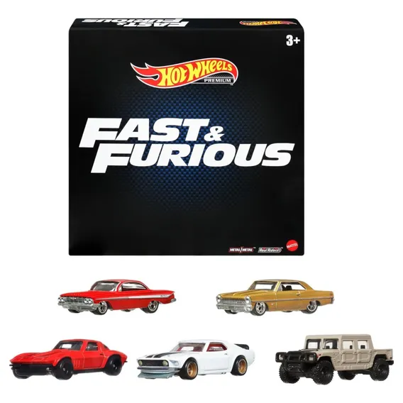 Pacote Hot Wheels Fast & Furious, 5 carros, Fast & Furious, cor preta Foto 1