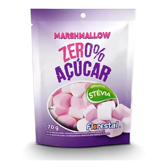 Pacote Marshmallow Zero Açucar Morango 70g Florestal Foto 1