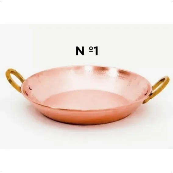 Paella Em Cobre Puro Nº 1 Com Alças Em Liga De Bronze Foto 1