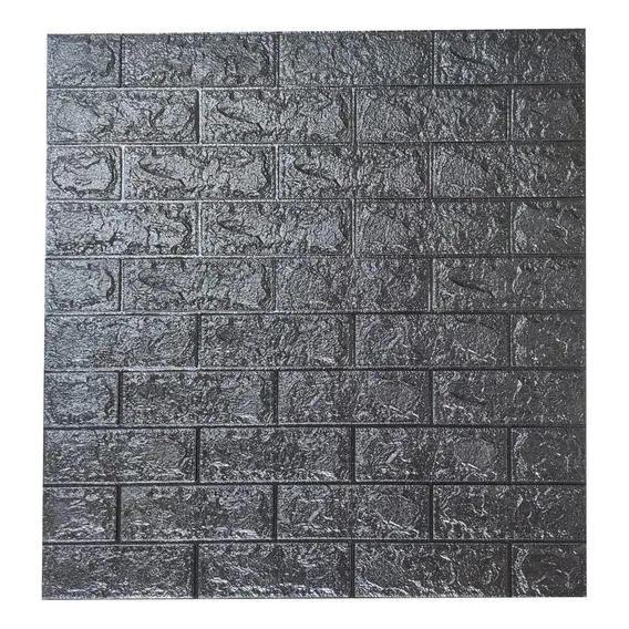 Painel 3d Tijolo Preto Auto Adesivo 70 X 77 Cm Foto 1