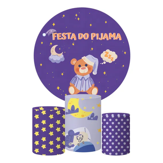 Painel De Festa 3dtec. + Trio Capa Cilindro Festa Do Pijama Foto 1