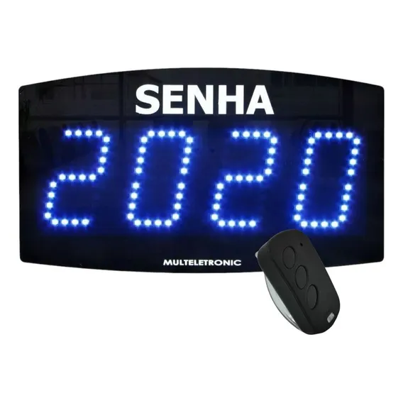 Painel De Senha Atendimento Sequencial Com Controle - Azul Foto 1