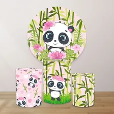 Painel Decorativo Festa Infantil Panda Rosa 100% Poliéster Foto mini 2