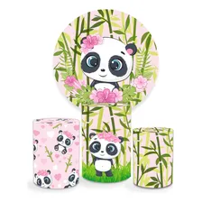 Painel Decorativo Festa Infantil Panda Rosa 100% Poliéster Foto mini 1